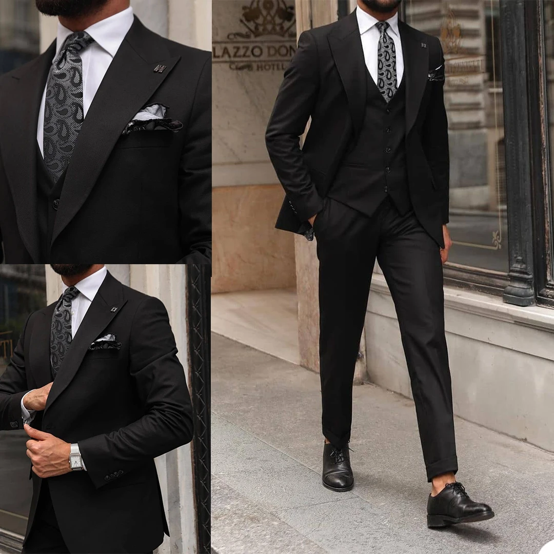Casual Men Tuxedos Custom Made Single Breasted Peaked Lapel Streetwear Blazer 3 Pieces Set Daily Slim Fit Jacket
Casual Men Tuxedos Custom Made Single Breasted Peaked Lapel Streetwear Blazer 3 Pieces Set Daily Slim Fit Jacket