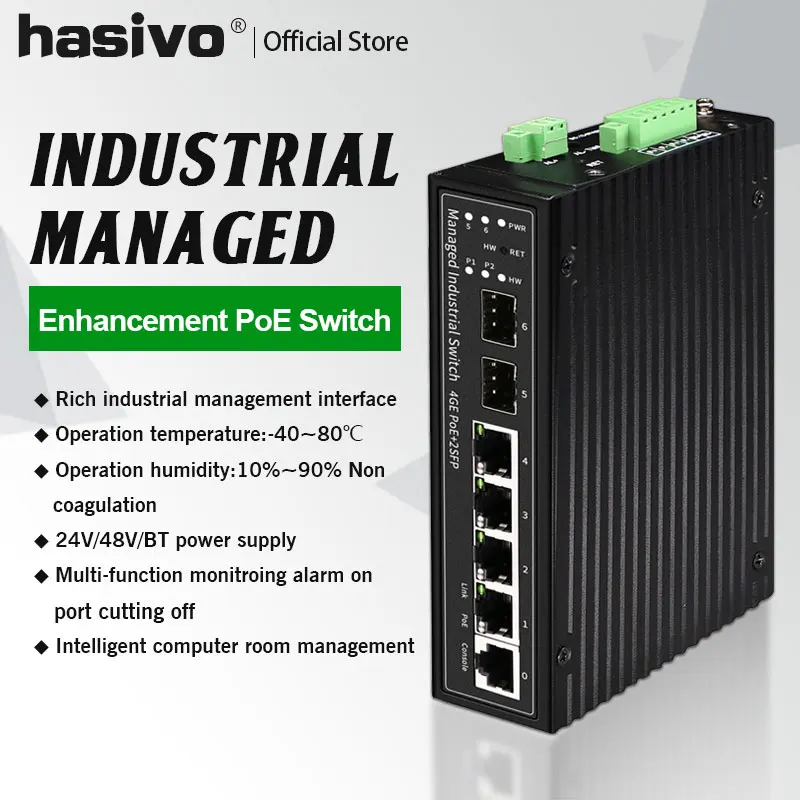 Industrial Ethernet management switch intelligent Gigabit 4 Gigabit port +2 SFP monitoring rail type
Industrial Ethernet management switch intelligent Gigabit 4 Gigabit port +2 SFP monitoring rail type