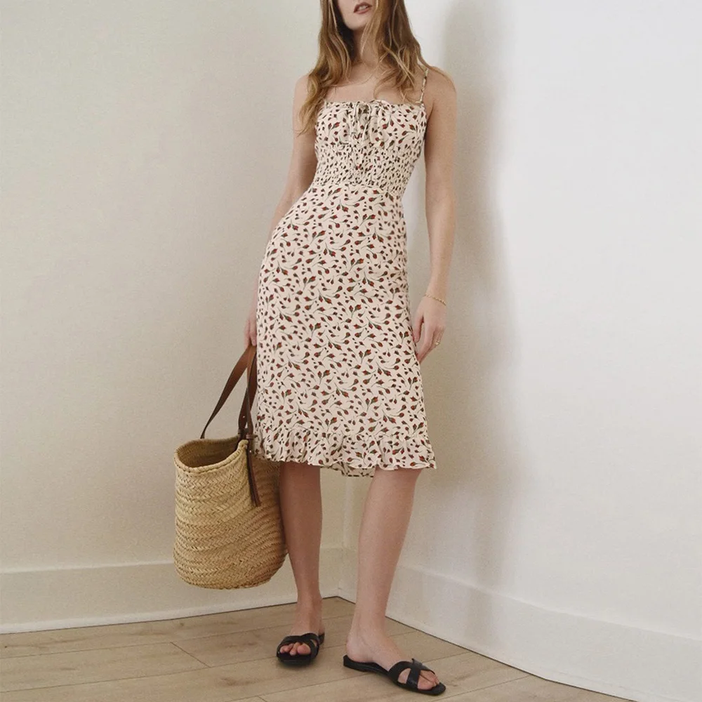 Woman Dress Women Summer Spaghetti Strap Sleeveless Midi Dresses For Women Ruffle Chiffon Floral Print Vintage Summer Dress 2020
Woman Dress Women Summer Spaghetti Strap Sleeveless Midi Dresses For Women Ruffle Chiffon Floral Print Vintage Summer Dress 2020