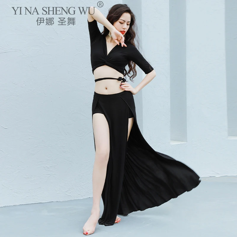 Belly Dance Suit Modal Top Half Sleeve Split Long Skirt Performance Clothes Set Oriental Dancing Woman Elegant Practice Clothing
Belly Dance Suit Modal Top Half Sleeve Split Long Skirt Performance Clothes Set Oriental Dancing Woman Elegant Practice Clothing