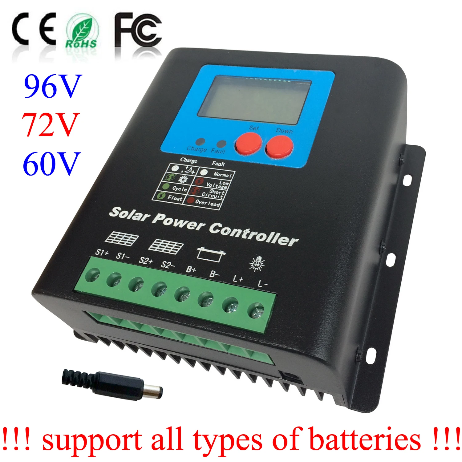 60A 72V MPPT Solar Controller 60V 96V solar panel charge controller UPS LiFePO4 Lithium iron Lead-acid gel AGM Battery Regulator
60A 72V MPPT Solar Controller 60V 96V solar panel charge controller UPS LiFePO4 Lithium iron Lead-acid gel AGM Battery Regulator