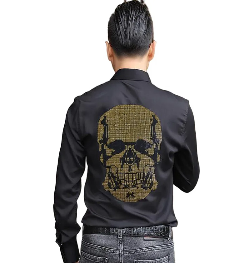 Anime Fashion Cotton Long Sleeve Shirt Solid Slim Fit Male Social Casual Rhinestones Dress shirt
Anime Fashion Cotton Long Sleeve Shirt Solid Slim Fit Male Social Casual Rhinestones Dress shirt