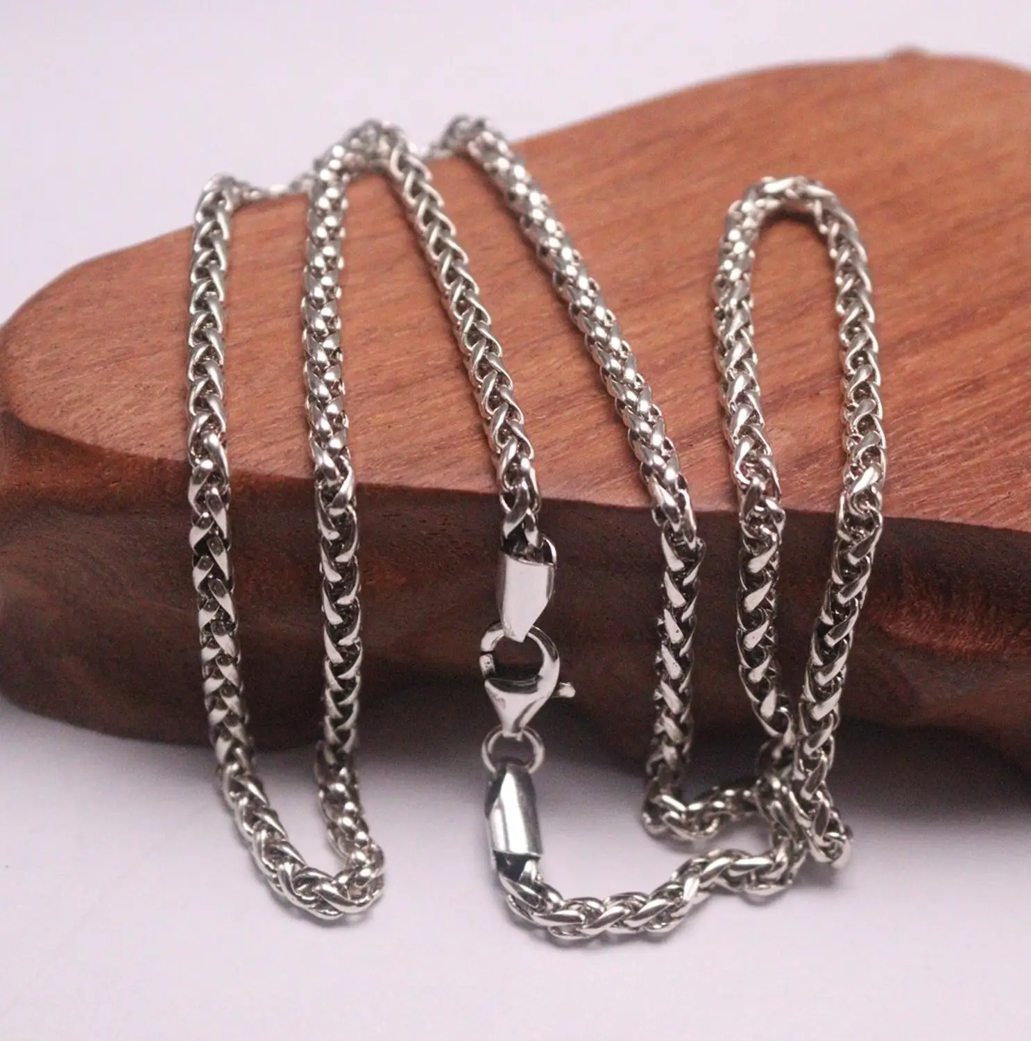 New Pure Solid 925 Sterling Silver Necklace 3mm Round Wheat Link Chain Necklace
New Pure Solid 925 Sterling Silver Necklace 3mm Round Wheat Link Chain Necklace