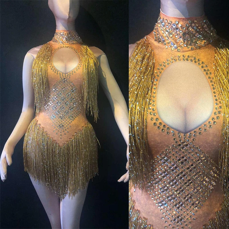 gold Bodysuit women Rhinestone Tassel Latin Dance Wear Stage Stretch Singer Dancer festival clothing spandex Leotard party club
gold Bodysuit women Rhinestone Tassel Latin Dance Wear Stage Stretch Singer Dancer festival clothing spandex Leotard party club