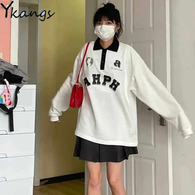Harajuku Style Letter Print Women's Pullover Y2k White All-match Ladies Polo Shirt Campus Style Fashion Long-sleeved Sports Top
Harajuku Style Letter Print Women's Pullover Y2k White All-match Ladies Polo Shirt Campus Style Fashion Long-sleeved Sports Top