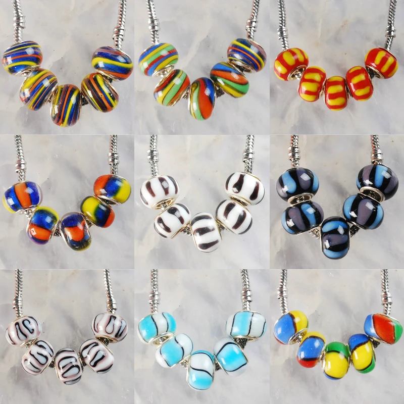 5Pcs Lampwork Glass 925 Silver Beads Spacer Loose Bead For Jewelry Making DIY Necklace Bracelet Design Charms Accessories
5Pcs Lampwork Glass 925 Silver Beads Spacer Loose Bead For Jewelry Making DIY Necklace Bracelet Design Charms Accessories