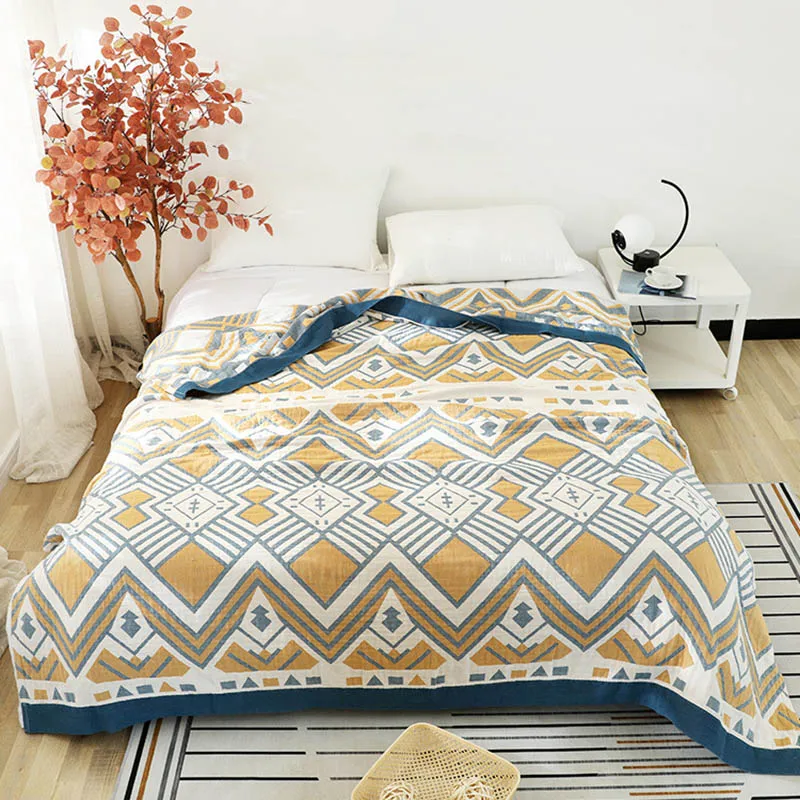 Five layers of cotton yarn Wave pattern blanket towel quilt nap blanket sofa throw blanket bed cover blanket for Home Decoration
Five layers of cotton yarn Wave pattern blanket towel quilt nap blanket sofa throw blanket bed cover blanket for Home Decoration