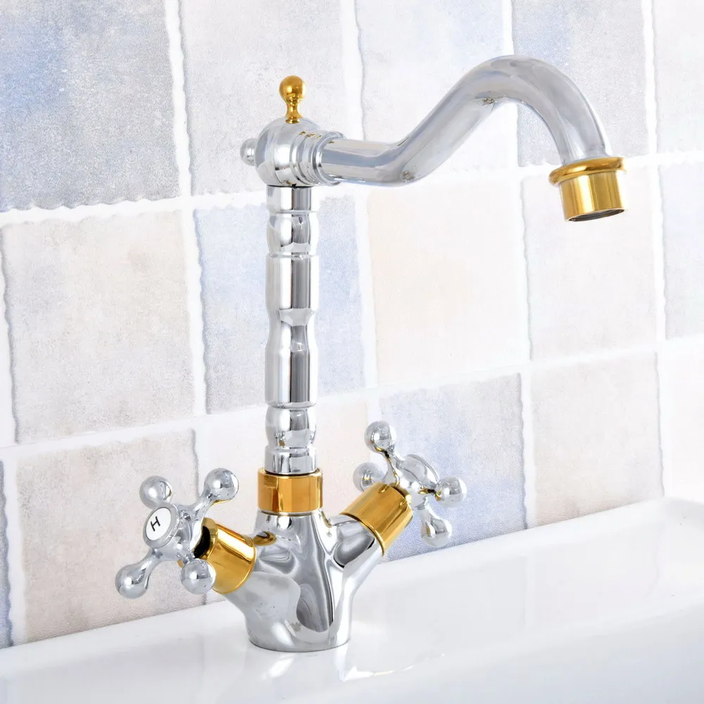 Gold & Silver Brass Bathroom Double Cross Handle Bathroom Sink Faucet Swivel Spout Bathbasin Vanity Mixer Taps zsf806
Gold & Silver Brass Bathroom Double Cross Handle Bathroom Sink Faucet Swivel Spout Bathbasin Vanity Mixer Taps zsf806