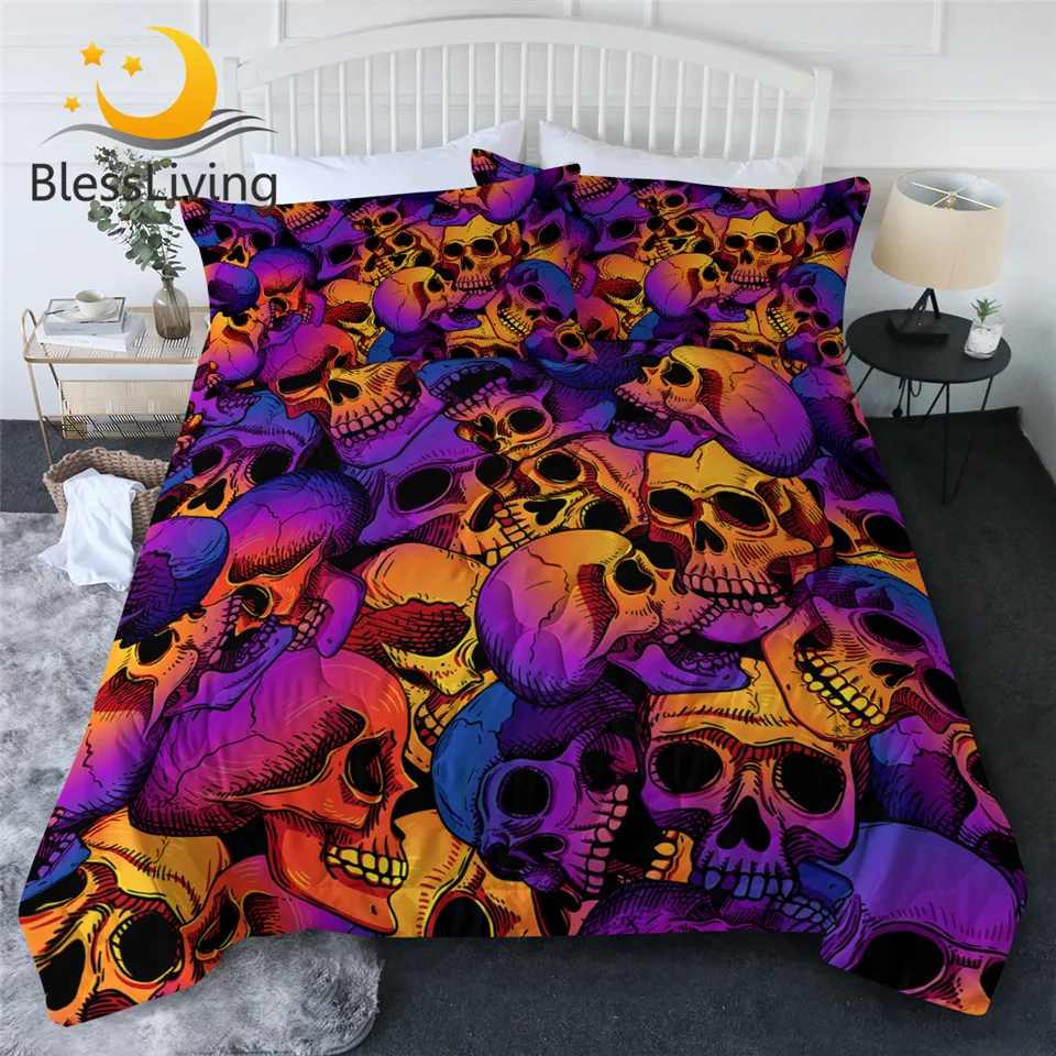 BlessLiving Skull Summer Quilt Set 3D Printed Gothic Air-conditioning Comforter Purple Bedding Throw Modern Housse De Couette
BlessLiving Skull Summer Quilt Set 3D Printed Gothic Air-conditioning Comforter Purple Bedding Throw Modern Housse De Couette