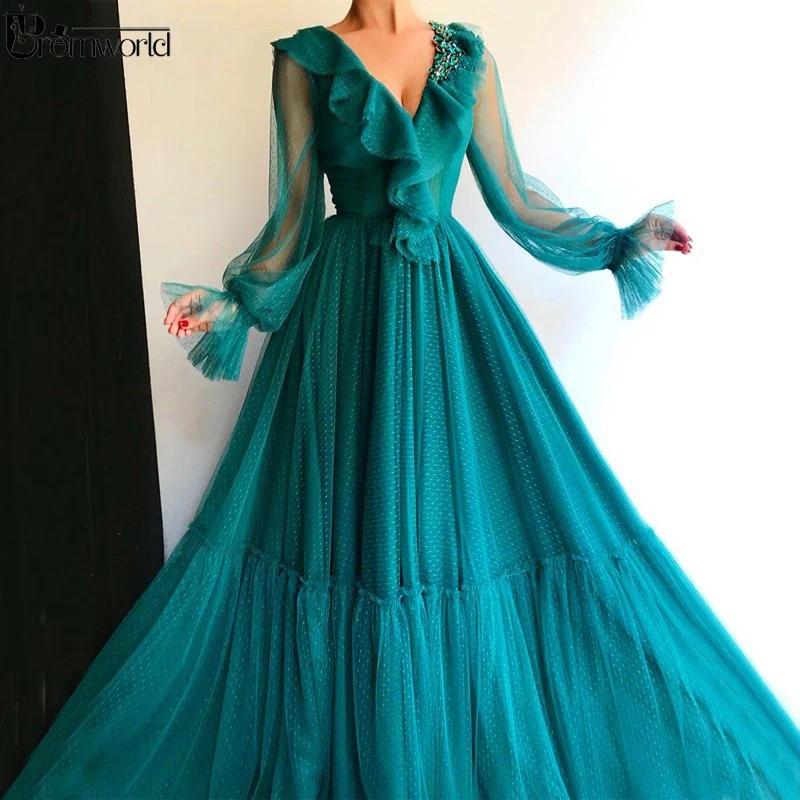 Abendkleider Teal Full Sleeves Muslim Evening Dresses Long Tulle V-Neck Crystal Dubai Caftan Formal Party Gown Prom Dress
Abendkleider Teal Full Sleeves Muslim Evening Dresses Long Tulle V-Neck Crystal Dubai Caftan Formal Party Gown Prom Dress