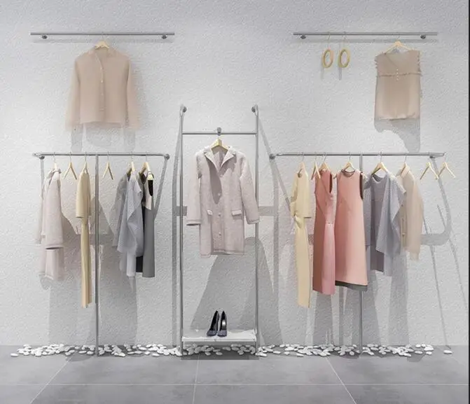 Clothing display rack modern stainless steel wire drawing floor lock wall shelf
Clothing display rack modern stainless steel wire drawing floor lock wall shelf