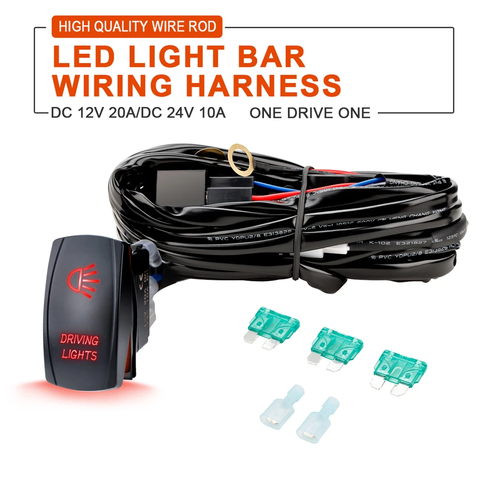 12AWG Wiring Harness Kit for LED Light Bar 12V On/Off 5 Pin Rocker Switch Power Relay 30A Fuse for Cars Truck Motorcycle
12AWG Wiring Harness Kit for LED Light Bar 12V On/Off 5 Pin Rocker Switch Power Relay 30A Fuse for Cars Truck Motorcycle