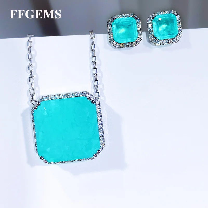 FFGems Lab Paraiba Set Silver Gold Color Earring Necklace Diaspore Stone Square Emerald For Women Girl Wedding Gift Wholesale
FFGems Lab Paraiba Set Silver Gold Color Earring Necklace Diaspore Stone Square Emerald For Women Girl Wedding Gift Wholesale