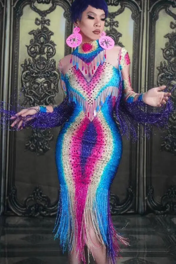 Sexy Nightclub birthday dress performance bar gogo singer model colorful skirt costume
Sexy Nightclub birthday dress performance bar gogo singer model colorful skirt costume