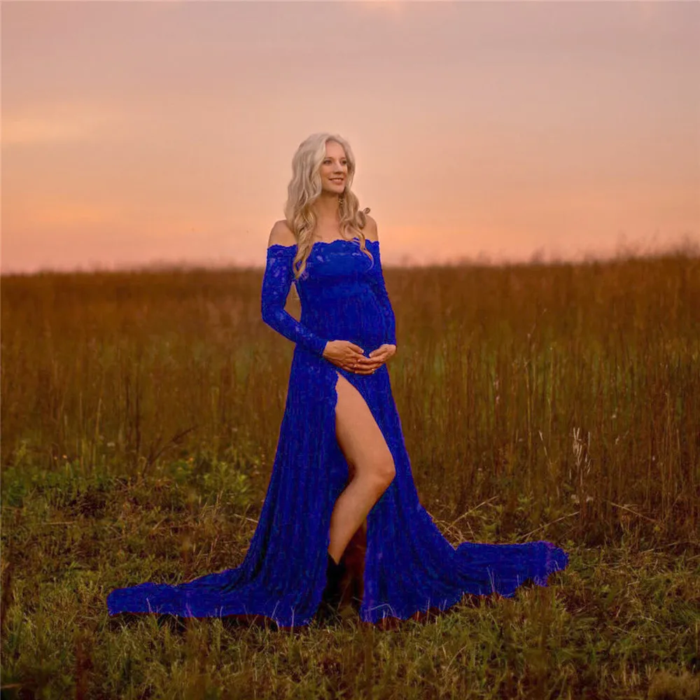 Lace Shoulderless Maternity Dresses For Photo Shoot Split Long Sleeve Pregnancy Maxi Gown Dresses Baby Shower Photography
Lace Shoulderless Maternity Dresses For Photo Shoot Split Long Sleeve Pregnancy Maxi Gown Dresses Baby Shower Photography