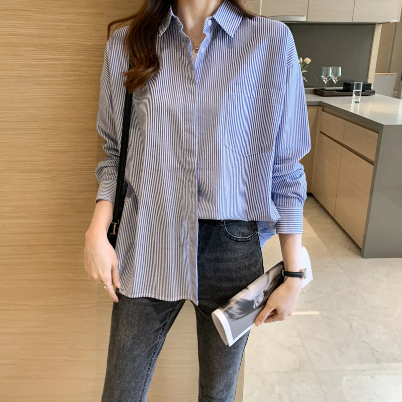 2022 Turn Down Collar Office Blouse Blusa Long Sleeve Blue Stirped Chiffon Blouse Shirt Tops Blouse Women Blusas Mujer De Moda
2022 Turn Down Collar Office Blouse Blusa Long Sleeve Blue Stirped Chiffon Blouse Shirt Tops Blouse Women Blusas Mujer De Moda