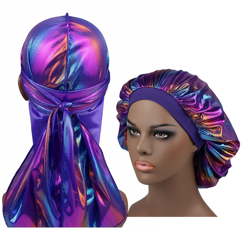 Wholesale 2pcs Set Men And Women Laser Hologram Durag 360 Silky Du Rag His And Her Couple Durags And Bonnets
Wholesale 2pcs Set Men And Women Laser Hologram Durag 360 Silky Du Rag His And Her Couple Durags And Bonnets