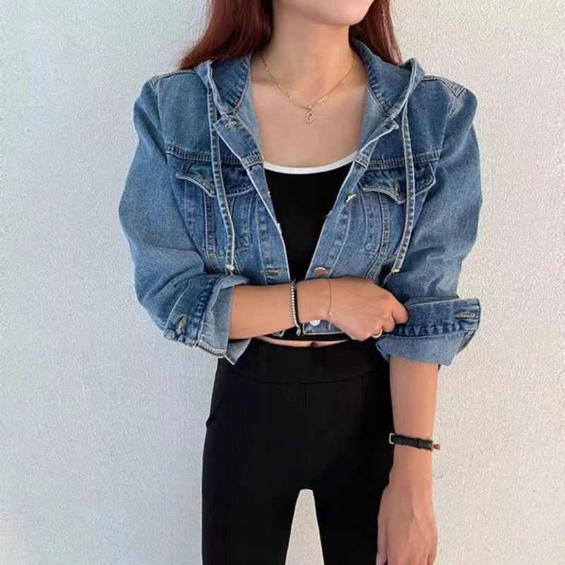Stylish Blue Hooded Jeans Jacket Women Single-Breasted Short Jeans Coat High Street Harajuku Denim Coat Blue Tops
Stylish Blue Hooded Jeans Jacket Women Single-Breasted Short Jeans Coat High Street Harajuku Denim Coat Blue Tops