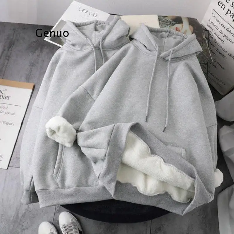 Women Winter Sweatshirts Coat Causal Warm Thick Pocket Solid Grey Black Female Hooded Coat Outerwear Harajuku Bf Oversize
Women Winter Sweatshirts Coat Causal Warm Thick Pocket Solid Grey Black Female Hooded Coat Outerwear Harajuku Bf Oversize