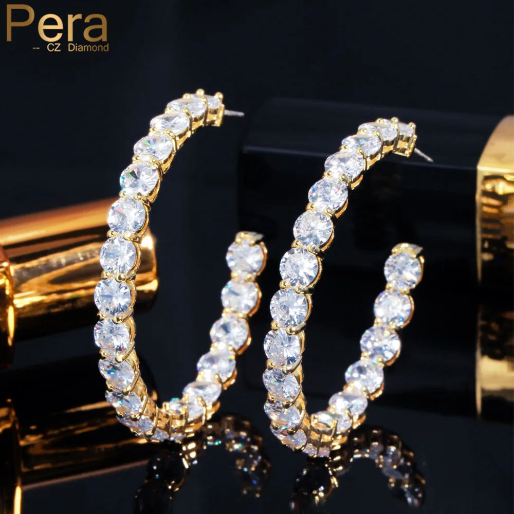 Pera Luminous White Round Cut CZ Crystal Big Half Hoop Earrings Open Circle Women Yellow Gold Color Fashion Party Jewelry E727
Pera Luminous White Round Cut CZ Crystal Big Half Hoop Earrings Open Circle Women Yellow Gold Color Fashion Party Jewelry E727