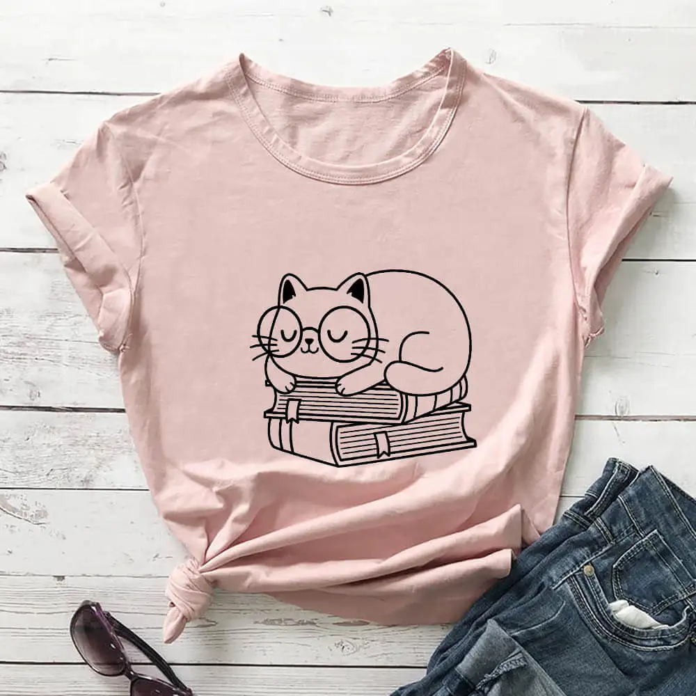 Books And Cat 100%Cotton Print Women Tshirt Women's Funny Summer Casual Short Sleeve Top Cat Momlife Shirt Pet Lover Gift
Books And Cat 100%Cotton Print Women Tshirt Women's Funny Summer Casual Short Sleeve Top Cat Momlife Shirt Pet Lover Gift