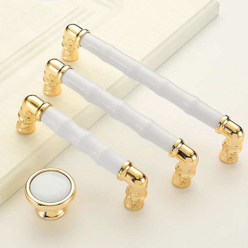 European Style Gold And White Furniture Knobs Cabinet Handles Elegant Wardrobe Handles Drawer Pulls
European Style Gold And White Furniture Knobs Cabinet Handles Elegant Wardrobe Handles Drawer Pulls