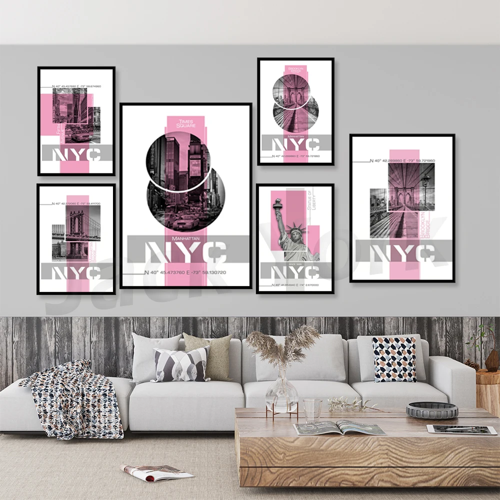 Modern Home Decor New York City Map NYC Poster Pink Art Print Statue of Liberty Canvas Painting Pictures Living Room Decoration
Modern Home Decor New York City Map NYC Poster Pink Art Print Statue of Liberty Canvas Painting Pictures Living Room Decoration