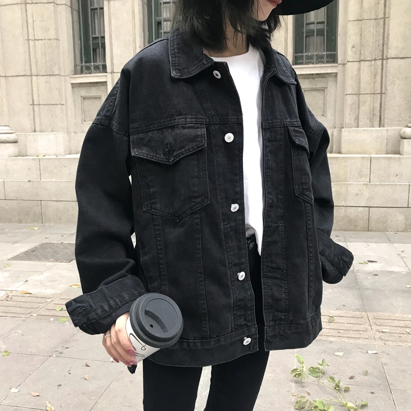 Fashion Denim Jacket Women Casual Harajuku Streetwear Female Outwear Spring Autumn Clothing Vintage Korean Black Jeans Coat W468
Fashion Denim Jacket Women Casual Harajuku Streetwear Female Outwear Spring Autumn Clothing Vintage Korean Black Jeans Coat W468