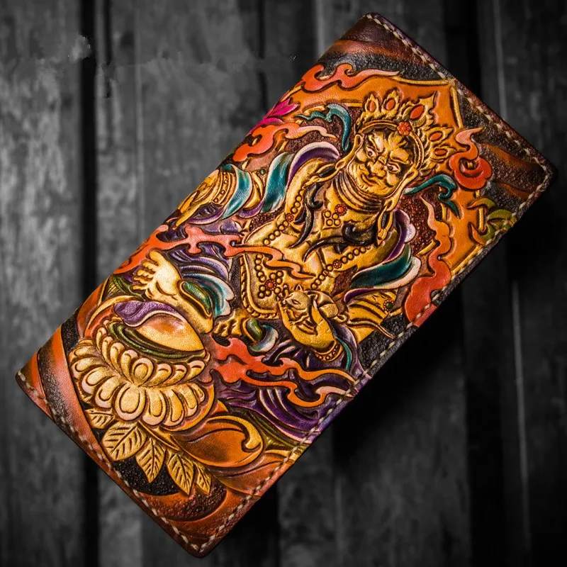 Handmade Wallets Carving the god of wealth Purses Men Long Clutch Vegetable Tanned Leather Wallet Card Holder
Handmade Wallets Carving the god of wealth Purses Men Long Clutch Vegetable Tanned Leather Wallet Card Holder