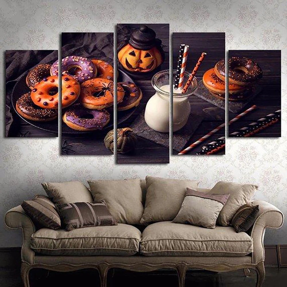 5 Pieces Wall Art Canvas Painting Pumpkin Frame Halloween Poster Modern Home For Decor Living Room Bedroom Pictures
5 Pieces Wall Art Canvas Painting Pumpkin Frame Halloween Poster Modern Home For Decor Living Room Bedroom Pictures