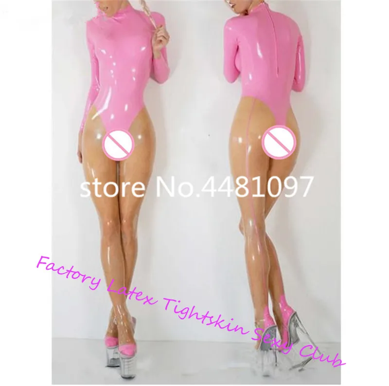 Sexy Women Transparent & Pink Rubber Latex Catsuit with Socks back Zipper Latex Bodysuit Zentai Bodysuit Custom Made 
Sexy Women Transparent & Pink Rubber Latex Catsuit with Socks back Zipper Latex Bodysuit Zentai Bodysuit Custom Made