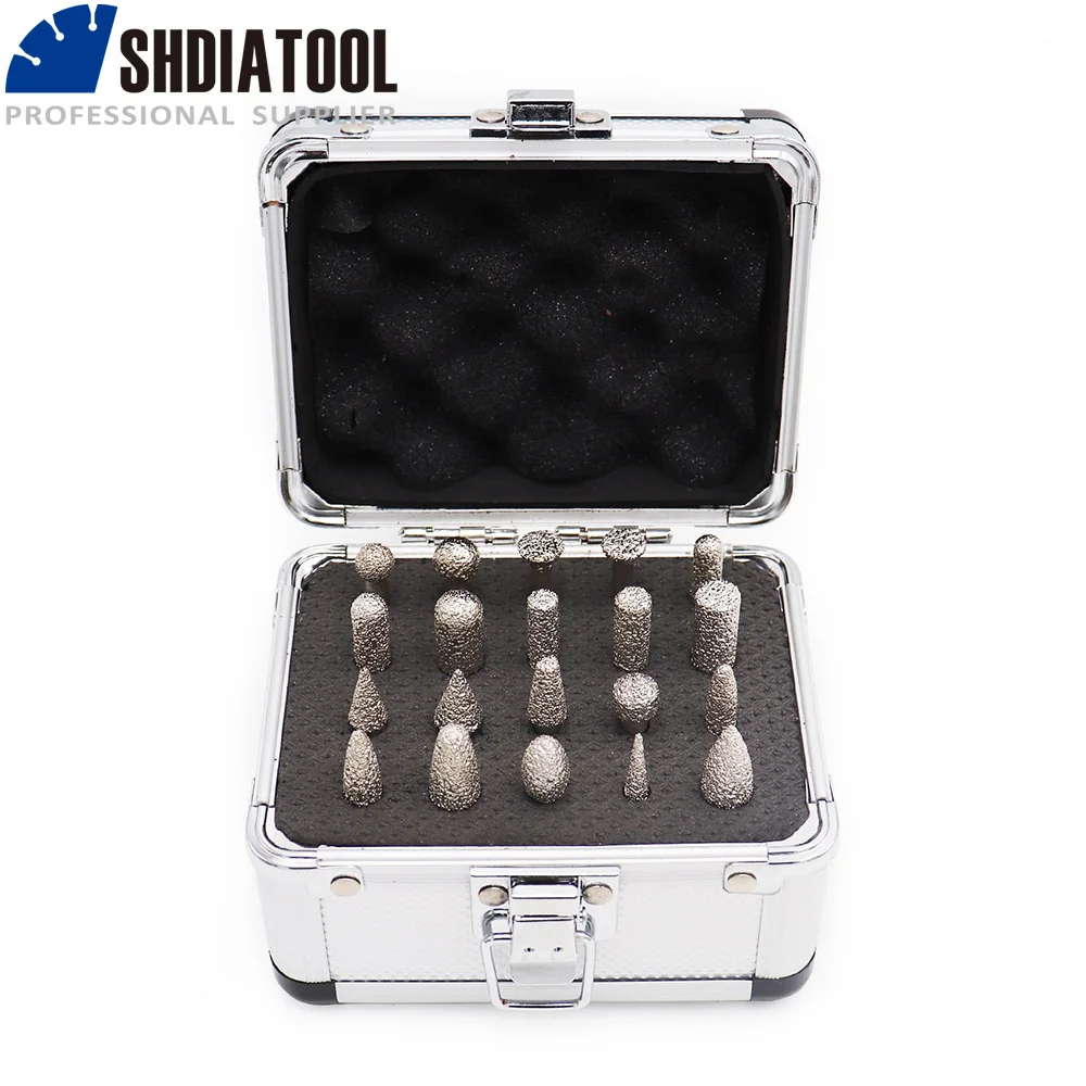 DIATOOL 20pcs #46 Wooden Box Packed 20pcs/set Vacuum Brazed Diamond Burrs Diamond Carving Bits Mounted Points Grinding Burrs
DIATOOL 20pcs #46 Wooden Box Packed 20pcs/set Vacuum Brazed Diamond Burrs Diamond Carving Bits Mounted Points Grinding Burrs