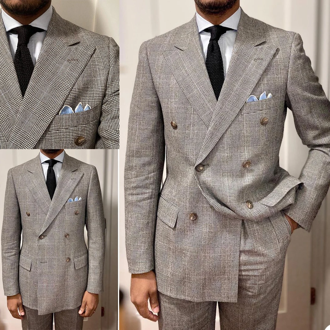 2 Piece Plaid Men Suits Modern Style Custom Made Handsome Casual Men Suits Double Breasted Formal Business Customized 
2 Piece Plaid Men Suits Modern Style Custom Made Handsome Casual Men Suits Double Breasted Formal Business Customized