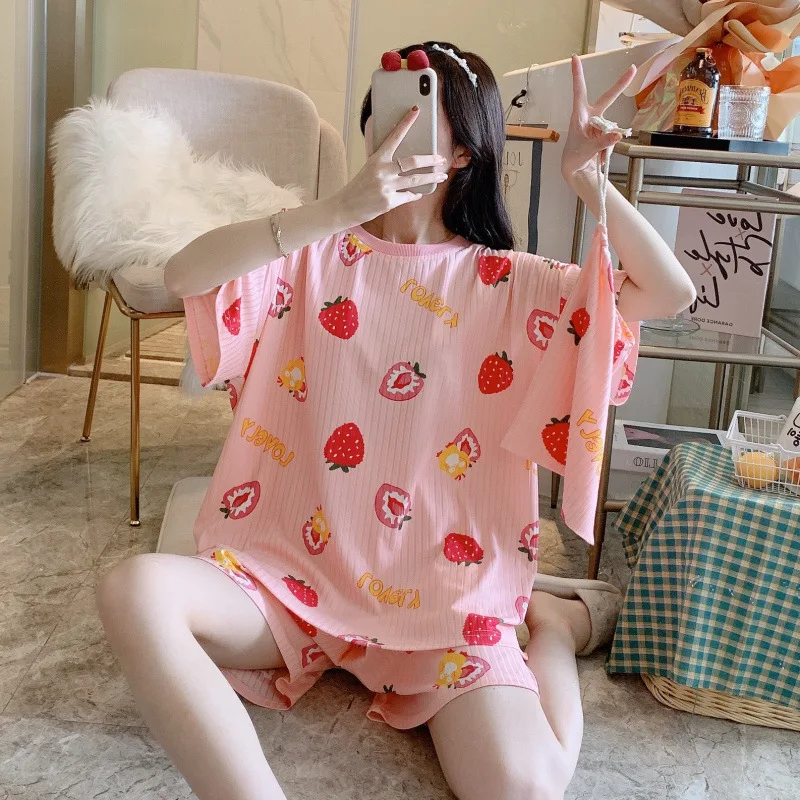 Pajamas Cotton Loose Sleepwear 2PCS Suits Women Outfits Summer Thin Pyjamas Comfy Print Loungewear Cartoon Cute Sleep Set
Pajamas Cotton Loose Sleepwear 2PCS Suits Women Outfits Summer Thin Pyjamas Comfy Print Loungewear Cartoon Cute Sleep Set