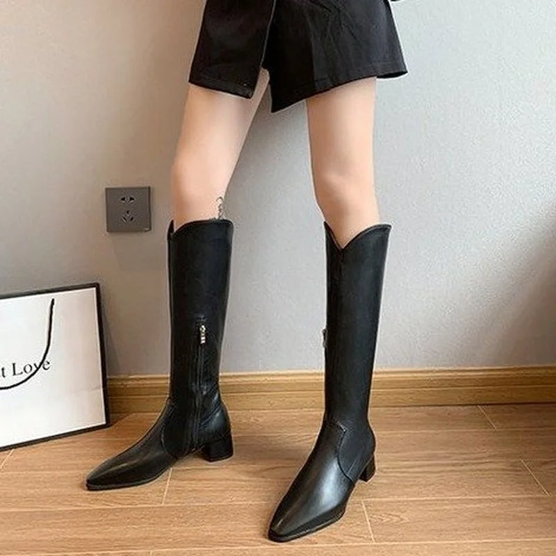 Pointed Side Zipper Boots Pop Western Cowboy Boots Women's Mid-heel Over The Knee Boots High-tube Thick-heeled Knight Boots
Pointed Side Zipper Boots Pop Western Cowboy Boots Women's Mid-heel Over The Knee Boots High-tube Thick-heeled Knight Boots