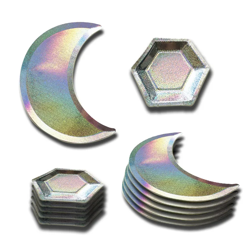 8Pcs/Lot Disposable Tableware Plates Laser Half Moon Shaped Plate Hexagon Party Disposable Paper Plate Wedding Birthday Decor
8Pcs/Lot Disposable Tableware Plates Laser Half Moon Shaped Plate Hexagon Party Disposable Paper Plate Wedding Birthday Decor