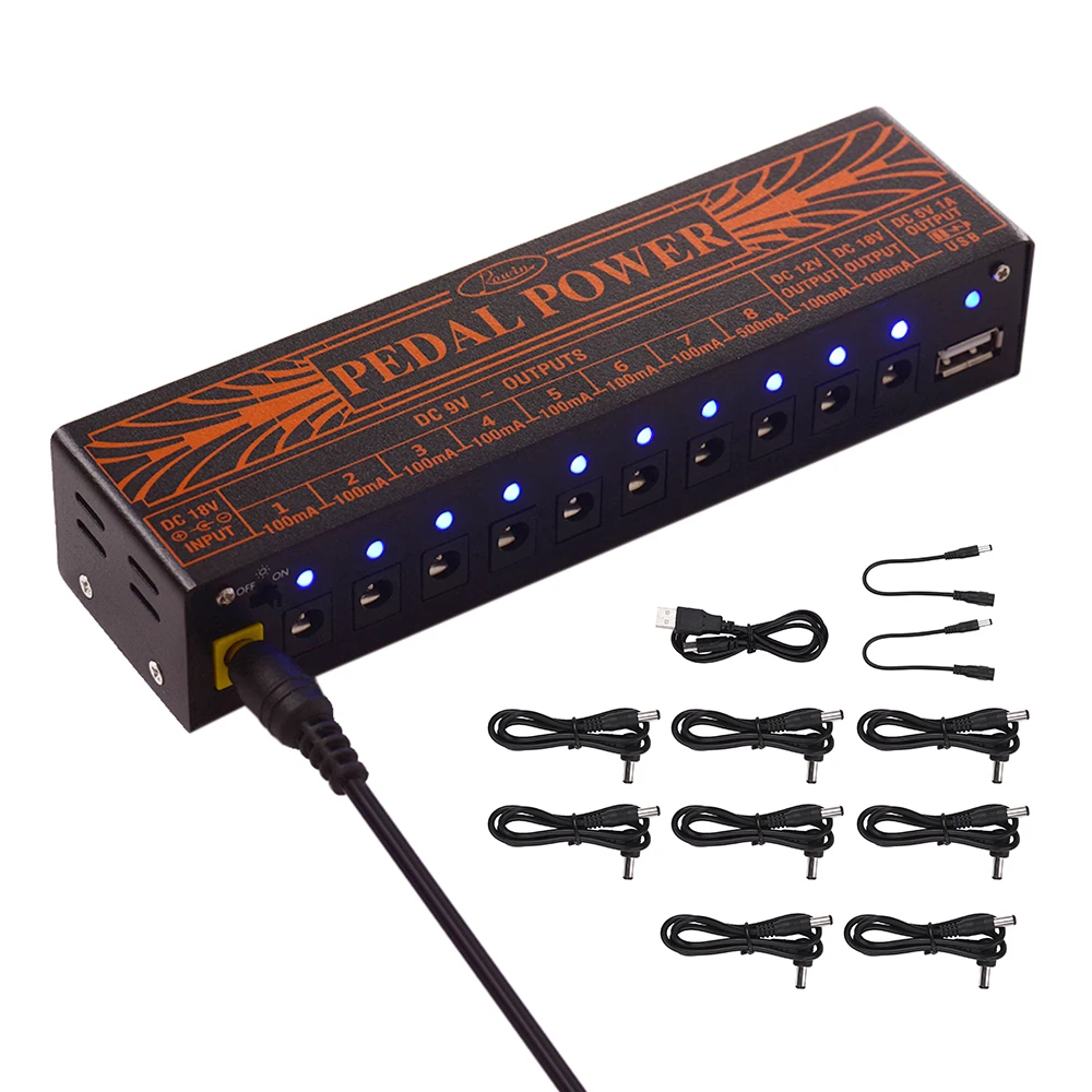 Rowin Compact Size Guitar Effect Power Supply Station 10 Isolated DC Outputs for 9V 12V 18V Guitar Effects with 5V USB Output
Rowin Compact Size Guitar Effect Power Supply Station 10 Isolated DC Outputs for 9V 12V 18V Guitar Effects with 5V USB Output