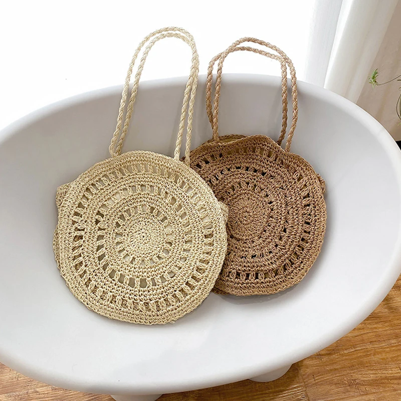 Retro Summer Round Straw Bags For Women Leisure Handmade Weave Shoulder Bag Beach Vacation Handle Bag Big Capacity Female Totes
Retro Summer Round Straw Bags For Women Leisure Handmade Weave Shoulder Bag Beach Vacation Handle Bag Big Capacity Female Totes