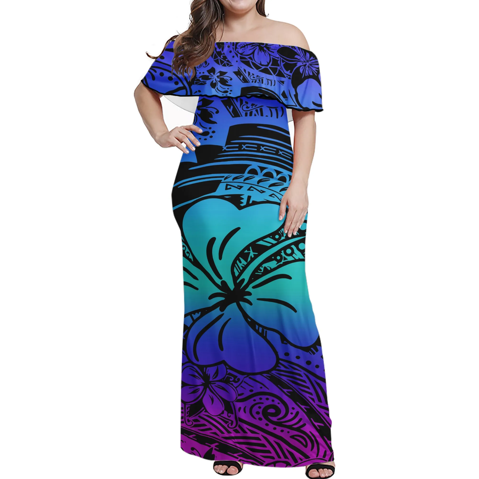 Blue Polynesian dresses Tribal Stripe Samoan Tattoo Off Shoulder Dress lady Sexy Women Elegant Dress Custom Logo Print
Blue Polynesian dresses Tribal Stripe Samoan Tattoo Off Shoulder Dress lady Sexy Women Elegant Dress Custom Logo Print