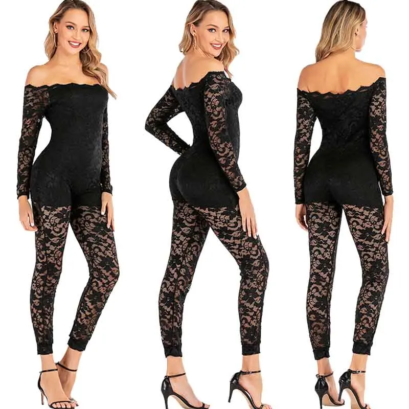 Women Black Lace Off Shoulder Long Sleeve Jumpsuit Elegant Party Wear Sexy Strapless Casual High Waist Bodycon Jumpsuits Rompers
Women Black Lace Off Shoulder Long Sleeve Jumpsuit Elegant Party Wear Sexy Strapless Casual High Waist Bodycon Jumpsuits Rompers