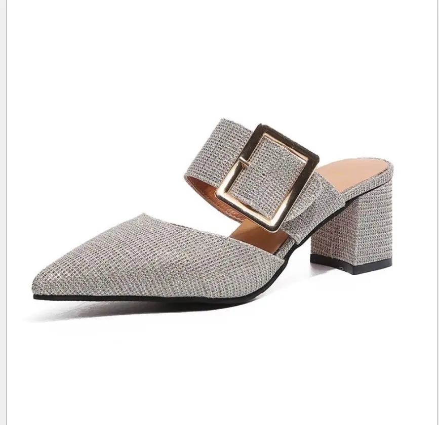 Classic Women Female Fashion Casual Belt Buckle Pointed Toe Half Slides Sandals High Chunky Heels Slippers Thick with sexy Shoes
Classic Women Female Fashion Casual Belt Buckle Pointed Toe Half Slides Sandals High Chunky Heels Slippers Thick with sexy Shoes