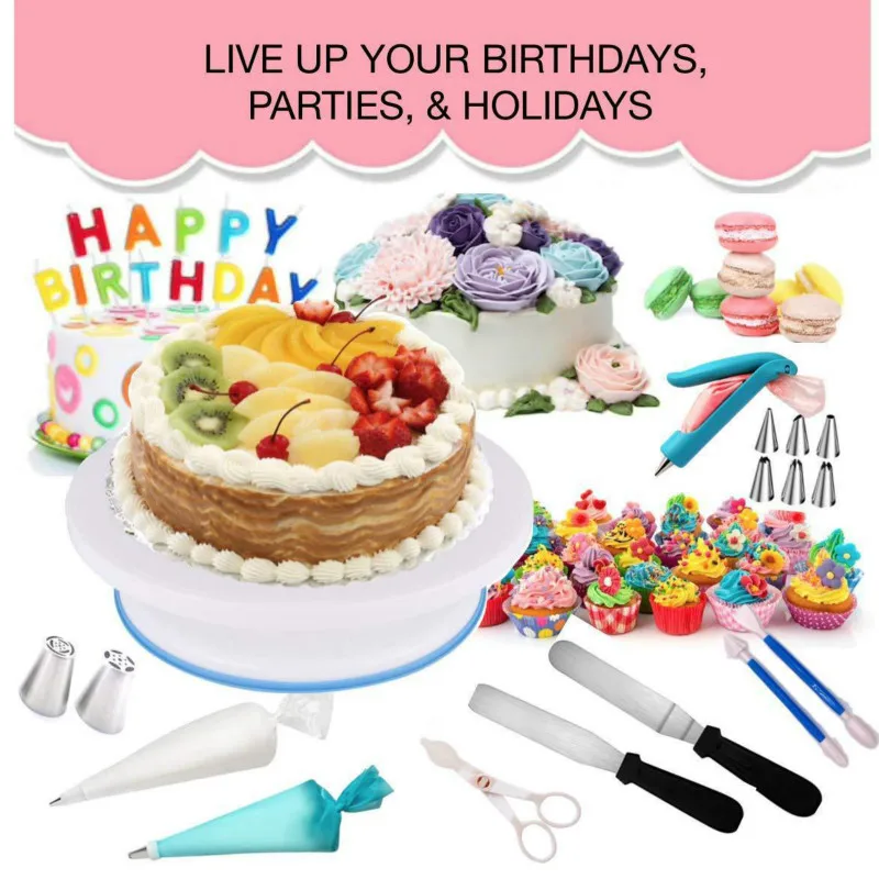 220 Pieces/Set Cake Tool Turntable Set Cream Pastry Nozzle Candy Bag Sugar Coating Decorating Baking Tool
220 Pieces/Set Cake Tool Turntable Set Cream Pastry Nozzle Candy Bag Sugar Coating Decorating Baking Tool