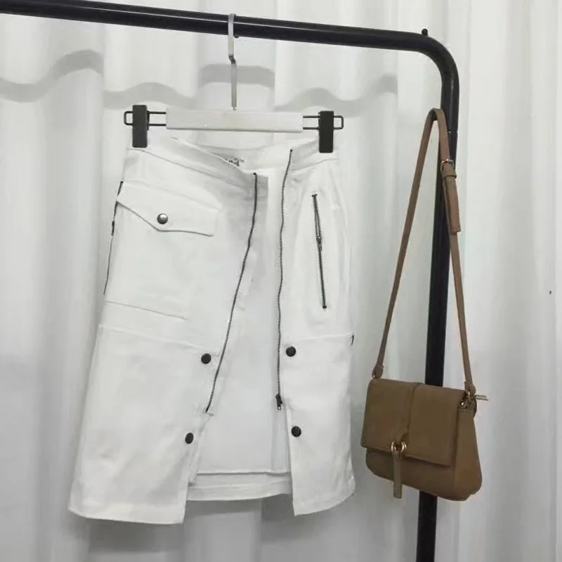 Summer Elegant White Front Zipper Wrap Skirts Women Street High Waist Split A-Line Skirts Fashion Lady Knee-Length Skirts XS-XL
Summer Elegant White Front Zipper Wrap Skirts Women Street High Waist Split A-Line Skirts Fashion Lady Knee-Length Skirts XS-XL