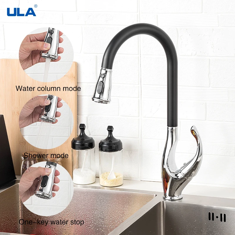 ULA Pull Out Kitchen Faucet Black Tap Crane Cold Hot Kitchen Water Mixer Faucet 360 Degree Water Mixer Taps Torneira Cozinha
ULA Pull Out Kitchen Faucet Black Tap Crane Cold Hot Kitchen Water Mixer Faucet 360 Degree Water Mixer Taps Torneira Cozinha