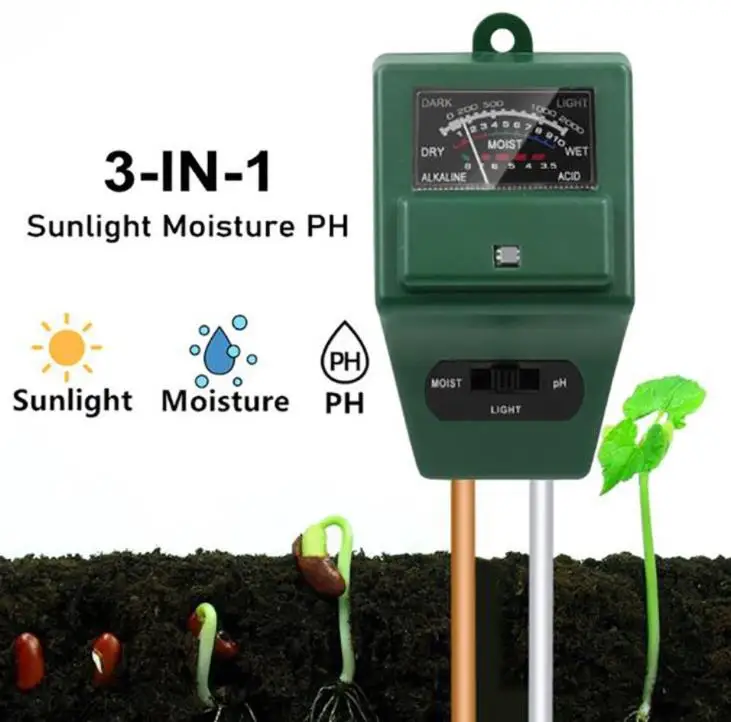 3 in 1 PH Tester Soil Detector Water Moisture humidity Light Test Meter Sensor for Garden Plant Flower SN1370
3 in 1 PH Tester Soil Detector Water Moisture humidity Light Test Meter Sensor for Garden Plant Flower SN1370