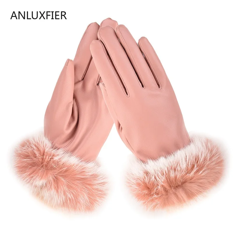 H9907 Touch Screen Leather Women Gloves Ladies Rabbit Fur Wrist Autumn Winter Warm Thermal Hand Muff Outdoor Riding Cute Mittens
H9907 Touch Screen Leather Women Gloves Ladies Rabbit Fur Wrist Autumn Winter Warm Thermal Hand Muff Outdoor Riding Cute Mittens