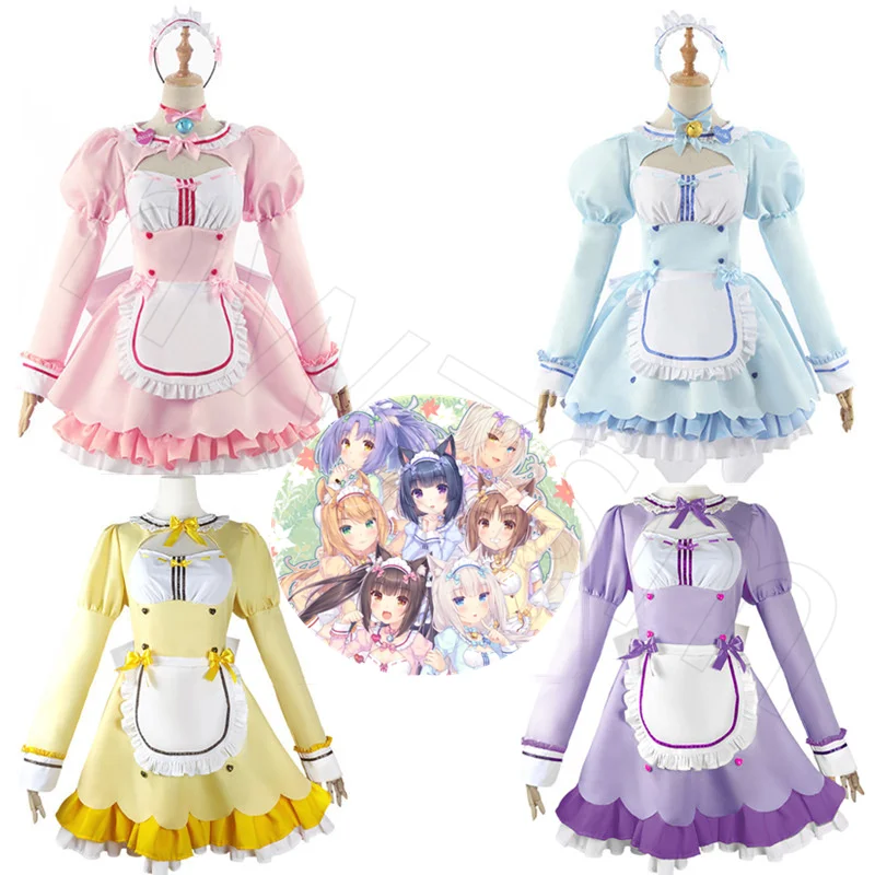 Nekopara Chocolate Vanilla Coconut Azuki Cosplay Costume Maid Dress Blue Pink Purple Yellow Skirt Stockings Accessories
Nekopara Chocolate Vanilla Coconut Azuki Cosplay Costume Maid Dress Blue Pink Purple Yellow Skirt Stockings Accessories