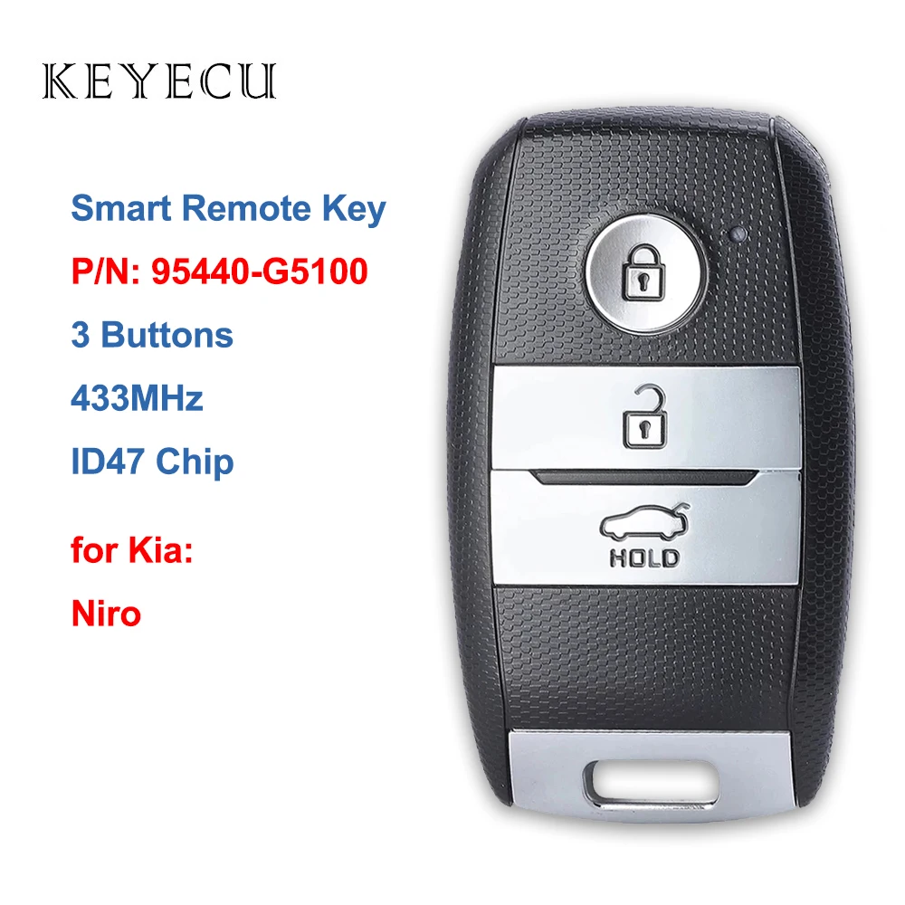Keyecu 95440-G5100 Smart Remote Key Fob 3 Buttons 433MHz ID47 Chip for Kia Niro 2016 2017 2018, 95440G5100
Keyecu 95440-G5100 Smart Remote Key Fob 3 Buttons 433MHz ID47 Chip for Kia Niro 2016 2017 2018, 95440G5100