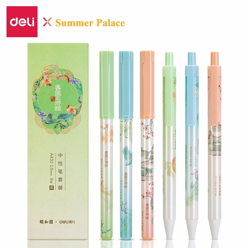 6PCS/BOX Deli A432 presss gel pen roller ball pen gel ink pen 0.5mm press type Gel pen Gift set
6PCS/BOX Deli A432 presss gel pen roller ball pen gel ink pen 0.5mm press type Gel pen Gift set