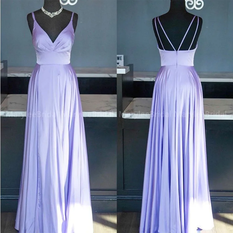 Gorgeous Lavender Evening Dresses V-neck Spaghetti Straps Shiny Satin Long robe de soiree Cheap vestido de festa 2021 New
Gorgeous Lavender Evening Dresses V-neck Spaghetti Straps Shiny Satin Long robe de soiree Cheap vestido de festa 2021 New